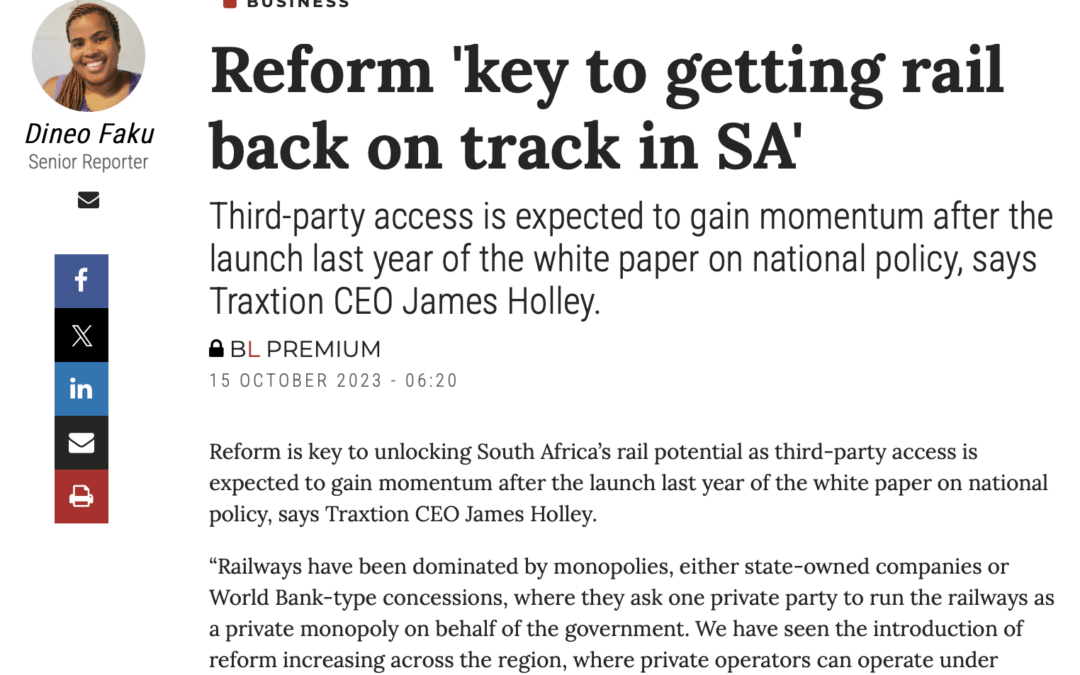 Reform ‘key to getting rail back on track in SA’